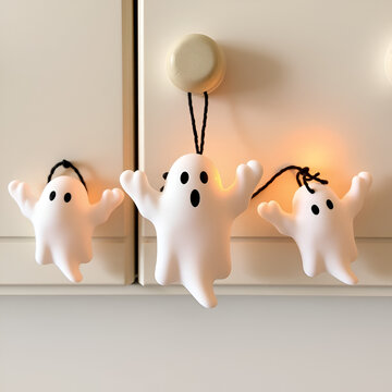 Ghost garland hangs on knobs