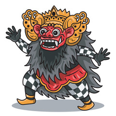 Illustration vector of Barong Balinese Mythical Character