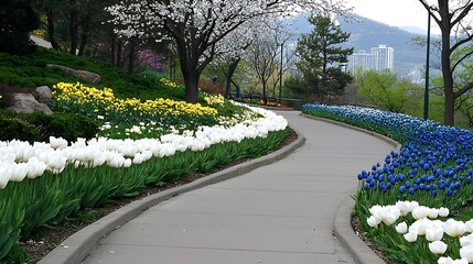 Obraz premium Springtime Park Pathway