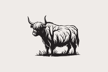 wild yak silhouette  Vector