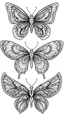Ornate Flutter: Ink Butterflies AI Generated