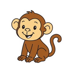 Cute cartoon Monkey coloring book illustration vector design templates simple and modern