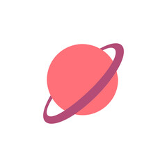 Planet with ring system illustration, minimalist astronomy with clear backdrop © Upnowgraphic Studio