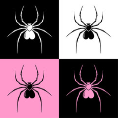 vector illustration of love spider silhouettes with different backgrounds