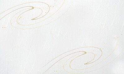 金色のラインと白い和紙の背景（アブストラクト）