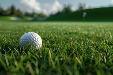 Vibrant Image of Golf Ball Positioned on the Golf Course Ready for Play