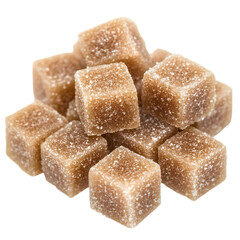 Brown Sugar Cubes on white background