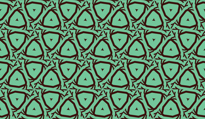 Template with geometric pattern. Vector illustration. Triangles style. Green, chocolate color. Seamless