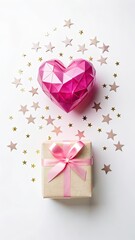 Pink Heart Gift with Stars