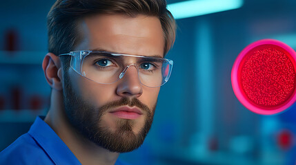 Scientist Conducts Research in a Laboratory, Focused on Innovative Experiments With Glowing Samples