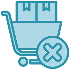 Cart Remove dual tone blue color, mini illustration icon. use for modern concept, print, UI, UX kit, web and app development. Vector related to sales, logistic and ecommerce