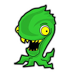 Vector cartoon character of a strange, ugly creature. eye demon, scary creature, scary demon, alien