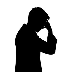 Vector illustration of a sad and depressed man's silhouette