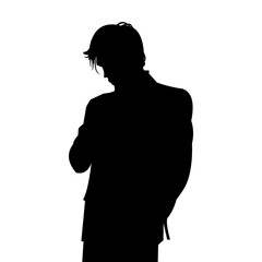 Vector illustration of a sad and depressed man's silhouette