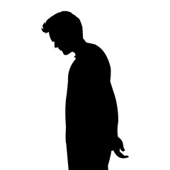 Vector illustration of a sad and depressed man's silhouette