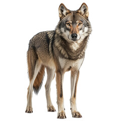 Obraz premium Gray Wolf Animal Standing Full Body Isolated on PNG Transparent Background 