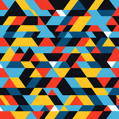 Abstract geometric parallelogram pattern in blue, yellow, red, and black Modern playful vector art background, graphic, shapes