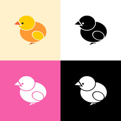 vector illustration of different colored chick silhouettes