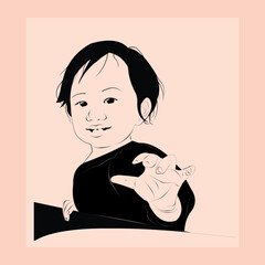 vector illustration of a silhouette of a smiling little girl