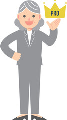 プロであることを示すスーツの女性
