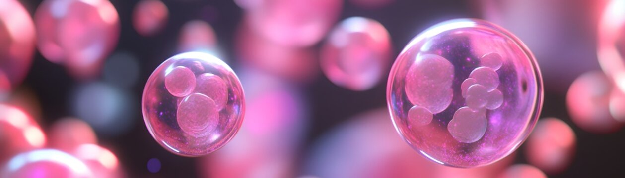 Abstract digital illustration of floating spheres.