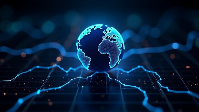 High quality Professional Global network data analytics digital world stock image