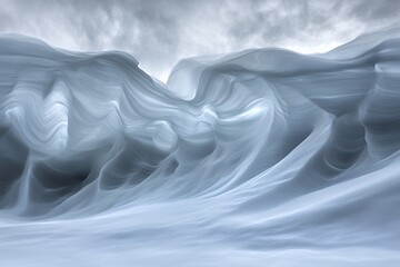 Obraz premium Frozen Wave: Abstract Ice Formations Under a Cloudy Sky