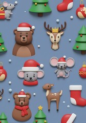 Obraz premium Joyful 3D Christmas Critters