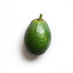 Single Green Ripe Avocado on White Background Studio Shot