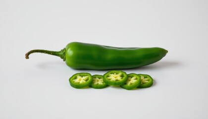 Slicing fresh jalapeno peppers for spicy dishes kitchen counter food photography minimalist top view culinary art