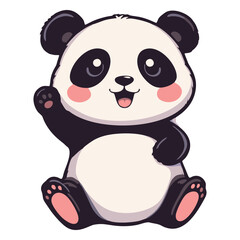Naklejka premium Happy Baby Panda Cartoon – Hand Drawn Vector Design