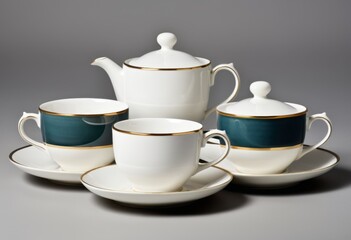 Fototapeta premium The table had four cups and a saucer
