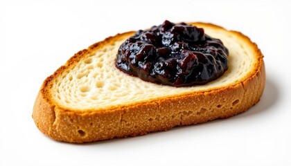 Savoring sweetness jam-topped bread slice kitchen table food photography minimalist close-up culinary delight