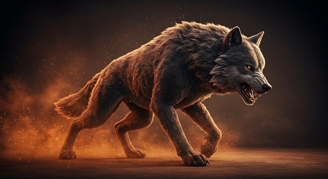 Wolf's Fury: Emberlit 3D Render