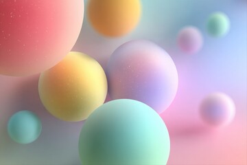 Abstract Colorful Spheres. Soft pastel spheres floating in a dreamy background.