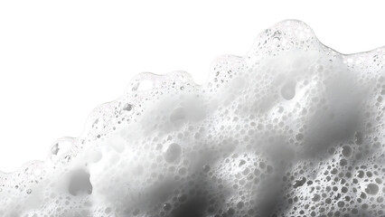 Abstract white soap bubble foam texture on transparent background.