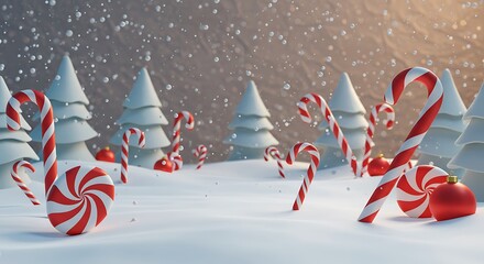 Candy Cane Winter Wonderland: A 3D Festive Scene