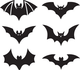 Fototapeta premium black halloween bat set silhouette vector, halloween bat set clipart vector
