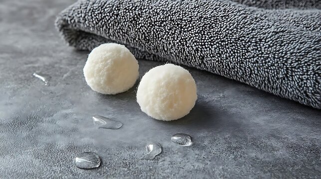 White bath balls near towel