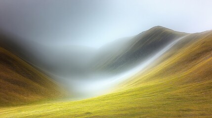 Abstract Terrain with Yellow Hues in a Digital Rendered Landscape Scene