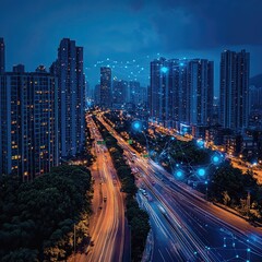 Urban infrastructure uses autonomous power-saving systems with AI sensors, usage analytics, and dynamic control to reduce energy waste and support smart grid sustainability