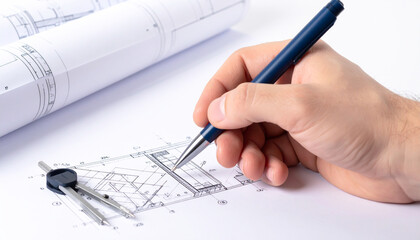 住宅模型と設計図　建築・建設　不動産イメージ