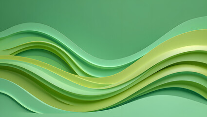 Abstract green waves layered creating a dynamic background with soft color variations and smooth curves