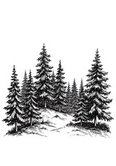 Fototapeta premium Ink-Drawn Evergreens