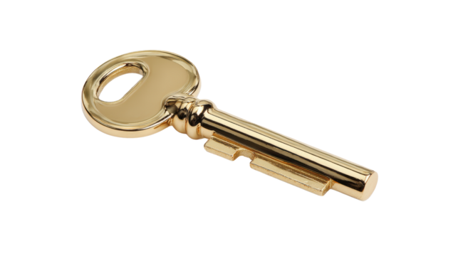 Golden key symbolizing security and opportunity.