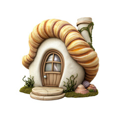 Whimsical Seashell Cottage A 3D Rendered Fairytale Home
