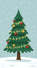Obraz premium Festive Cheer: A Winter's Night Tree