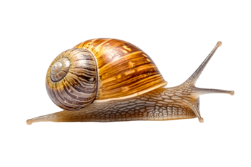 Garden snail isolated on white. Helix pomatia also Roman snail, Burgundy snail, edible snail or escargot. Ai Generated Images
