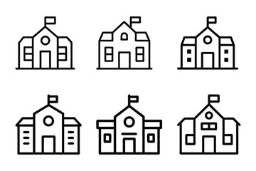 Set of school building icon vector illustration on white background