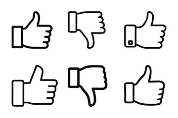 Obraz premium Set of thumbs up,down icon vector illustration on white background.
